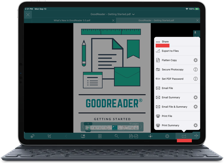 goodreader app switch files